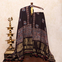 Handloom Kala Cotton Ajrakh Hand Block Kurta & Dupatta Fabric