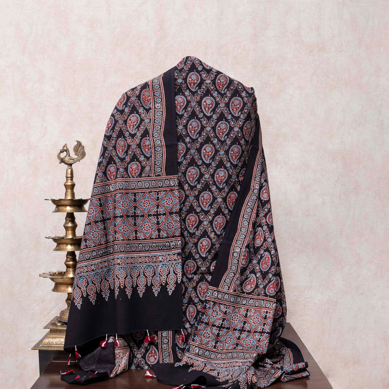 Hand Block Ajrakh Cotton Kurta & Hand Block Ajrakh Cotton Dupatta
