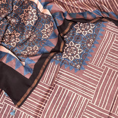 Hand Block Chandari Ajrakh Kurta Fabric & Hand Lock - Deri Ajrakh Dupatta