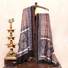 Hand Block Chandari Ajrakh Kurta Fabric & Hand Lock - Deri Ajrakh Dupatta