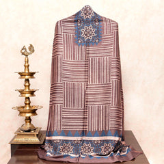 Hand Block Chandari Ajrakh Kurta Fabric & Hand Lock - Deri Ajrakh Dupatta