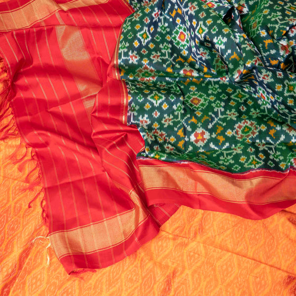 Handloom Raw Silk Pochampally Kurta Fabric With Pochampally Ikkat Silk Dupatta