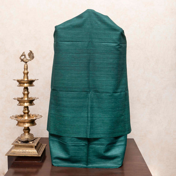 Handloom Khadi Silk Kurta, Bottom Fabric & Pure Silk Dupatta With Kantha Hand Embroidery