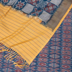 Handloom Cotton Ikkat Kurta, Bottom Fabric In Natural Dye & Handloom Cotton Ikkat Dupatta In Natural Dye