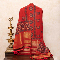 Handloom Kala Cotton Ajrakh Hand Block Kurta & Dupatta Fabric