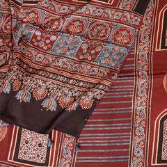 Ajrakh Hand Block Modal Silk Kurta Fabric & Ajrakh Hand Block Model Silk Dupatta
