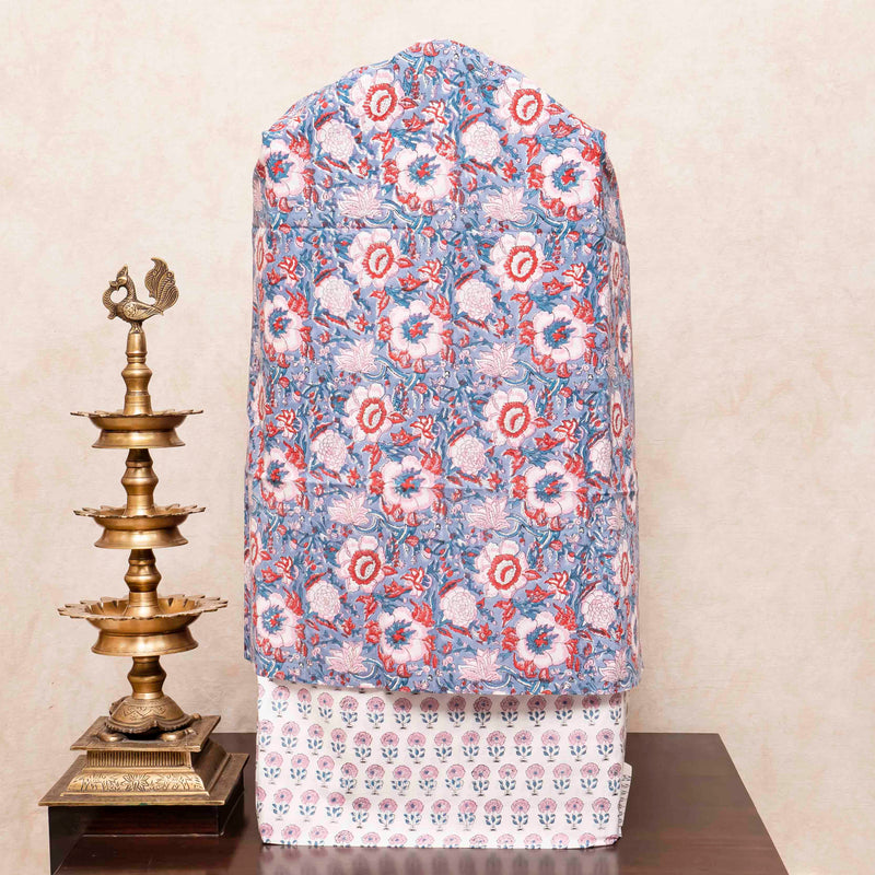 Cotton Hand Block Kurta, Bottom & Cotton Kota Doria Hand Block Dupatta