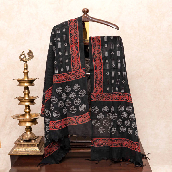 Cotton Hand Block Kurta Fabric, Cotton Hand Block Bottom Fabric & Mangalgiri Cotton Hand Block Dupatta