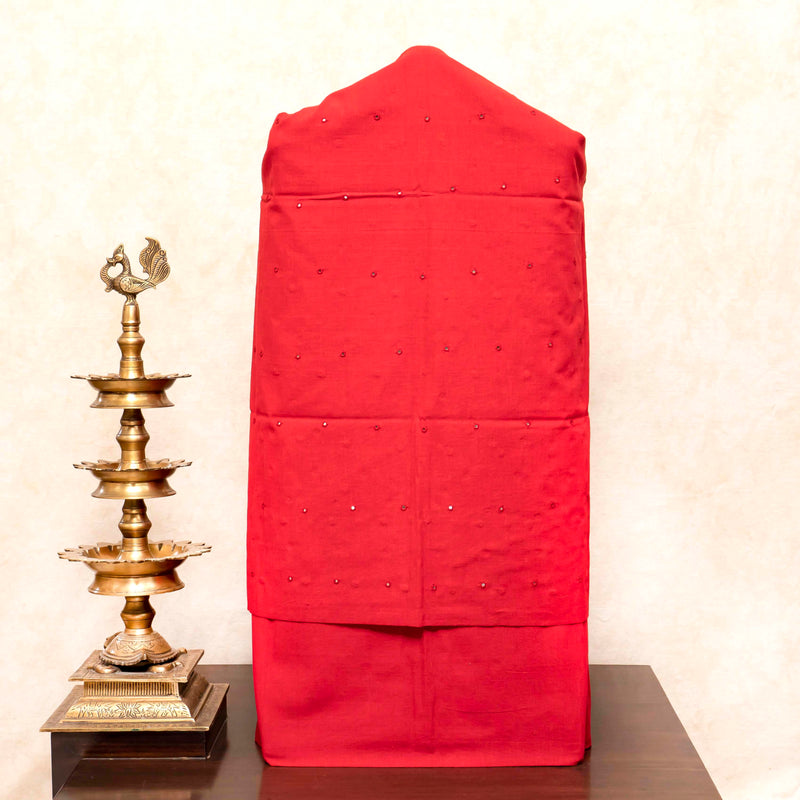 Handloom Kala Cotton Kurta Fabric With Mirror Work, Handloom Kala Cotton Bottom Fabric & Handloom Kala Cotton Stole With Tussar Weave