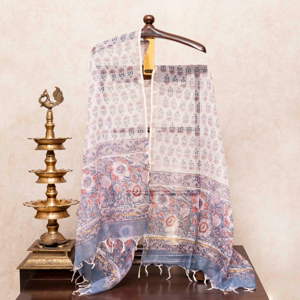 Cotton Hand Block Kurta, Bottom & Cotton Kota Doria Hand Block Dupatta