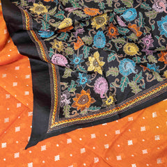 Handloom Muslin Cotton Silk Kurta, Bottom With Hand Embroidery Kantha Silk Dupatta