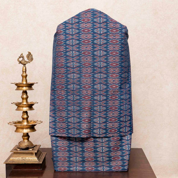 Handloom Cotton Ikkat Kurta, Bottom Fabric In Natural Dye & Handloom Cotton Ikkat Dupatta In Natural Dye