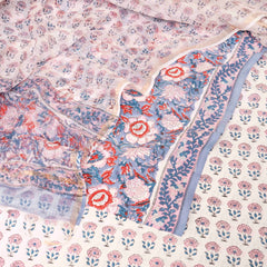 Cotton Hand Block Kurta, Bottom & Cotton Kota Doria Hand Block Dupatta