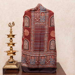 Ajrakh Hand Block Modal Silk Kurta Fabric & Ajrakh Hand Block Model Silk Dupatta