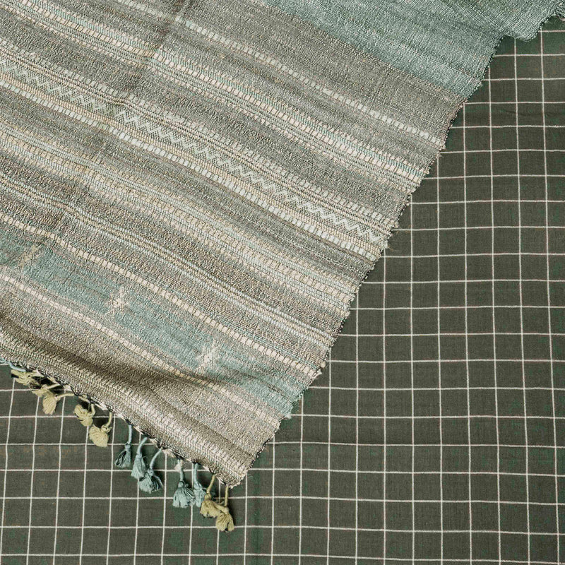 Handloom Kala Cotton Kurta, Bottom Fabric & Handloom Tussar Kutchi Weaved Stole