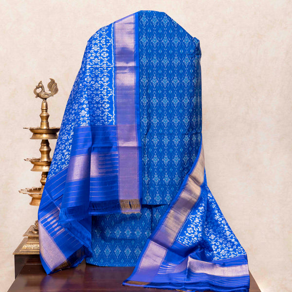 Handloom Cotton Silk Ikkat Kurta, Bottom Fabric & Handloom Mulberry Silk Dupatta