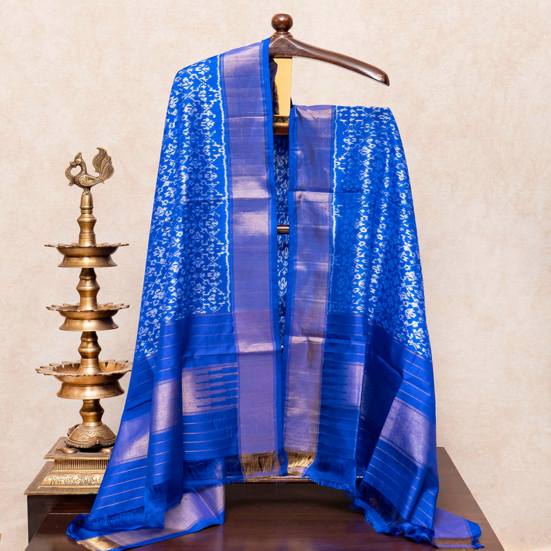 Handloom Cotton Silk Ikkat Kurta, Bottom Fabric & Handloom Mulberry Silk Dupatta