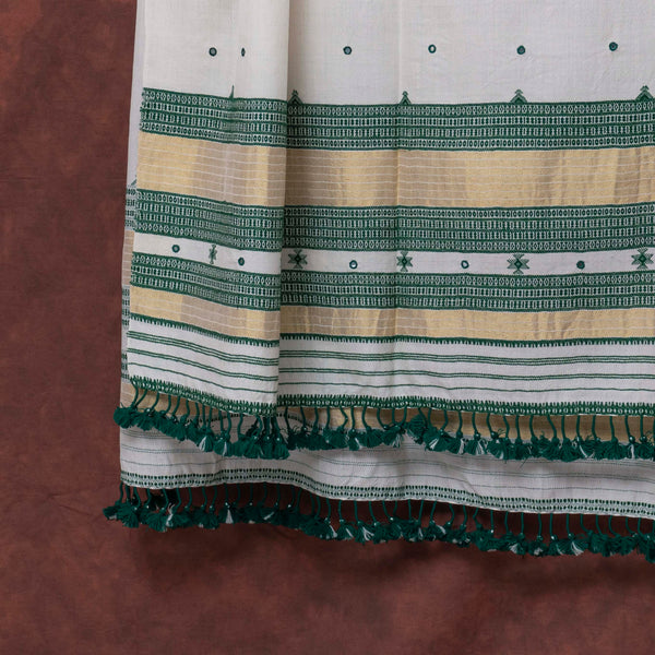 Handwoven Merino Wool Woollen Shawl With Mirror Work