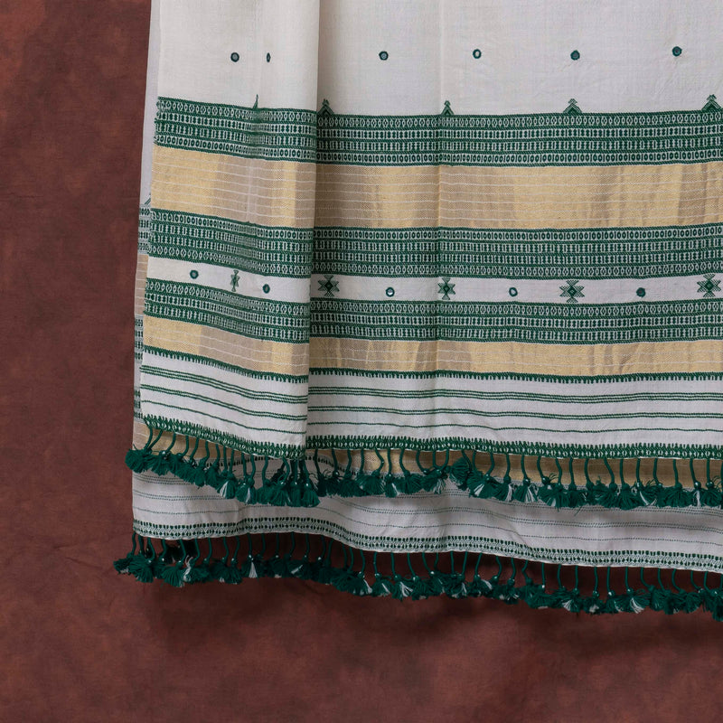 Handwoven Merino Wool Woollen Shawl With Mirror Work