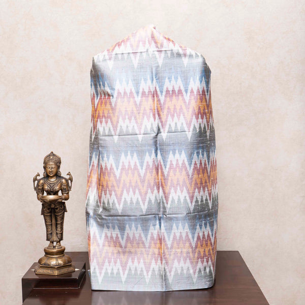 Handloom Raw Silk Pochampally Ikkat Kurta Fabric With Kashmiri Hand Embroidery Tussar Silk Dupatta