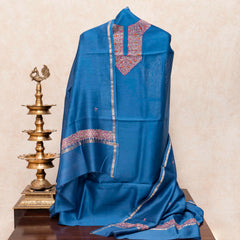 Kashmiri Hand Embroidered Chanderi Silk Kurta Fabric & Kashmiri Hand Embroidery Chandari Silk Dupatta