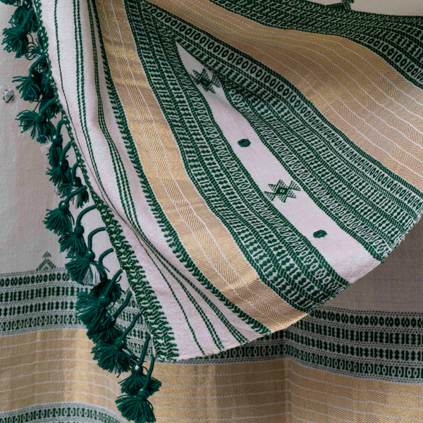 Handwoven Merino Wool Woollen Shawl With Mirror Work