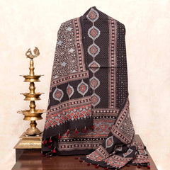 Hand Block Ajrakh Mul Cotton Kurta Fabric & Hand Block Ajrakh Mal Cotton Dupatta