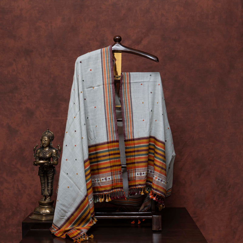 Mirror Work Handloom Woollen Shawl From Kutch