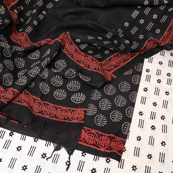 Cotton Hand Block Kurta Fabric, Cotton Hand Block Bottom Fabric & Mangalgiri Cotton Hand Block Dupatta