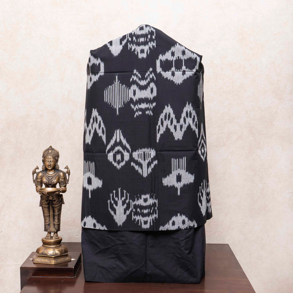 Uzbek Ikkat Cotton Kurta, Handloom Cotton Bottom Fabric With Cotton Ikkat Dupatta