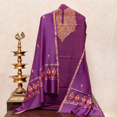 Kashmiri Hand-Embroidered Chanderi Silk Kurta & Dupatta