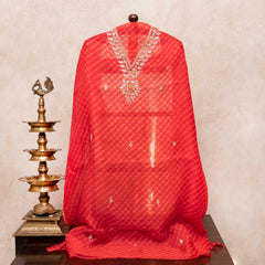 Kota Silk Kurta With Elegant Zardozi Work & Pure Gajji Silk Gharchola Dupatta