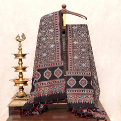Hand Block Ajrakh Mul Cotton Kurta Fabric & Hand Block Ajrakh Mal Cotton Dupatta