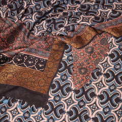 Hand Block Chanderi Ajrakh Kurta Fabric & Hand Block Chanderi Ajrakh Dupatta