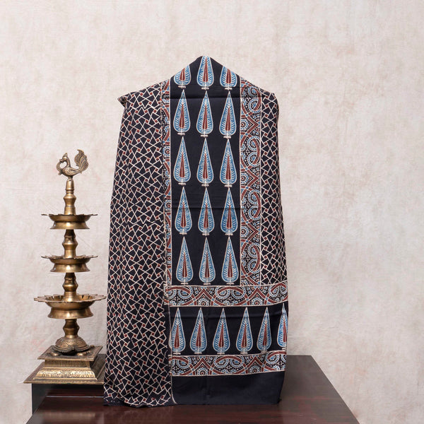 Paisley Ajrakh Hand Block Cotton Kurta & Dupatta With Hand Made Tassels