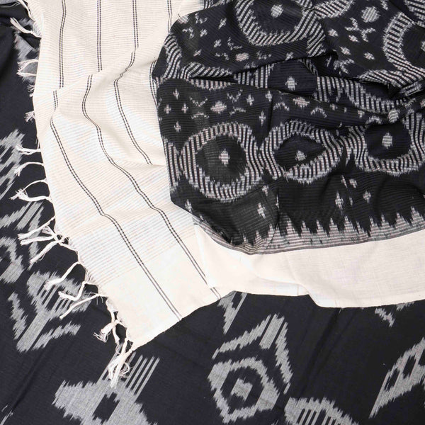 Uzbek Ikkat Cotton Kurta, Handloom Cotton Bottom Fabric With Cotton Ikkat Dupatta