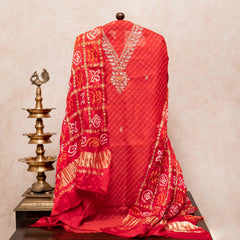 Kota Silk Kurta With Elegant Zardozi Work & Pure Gajji Silk Gharchola Dupatta