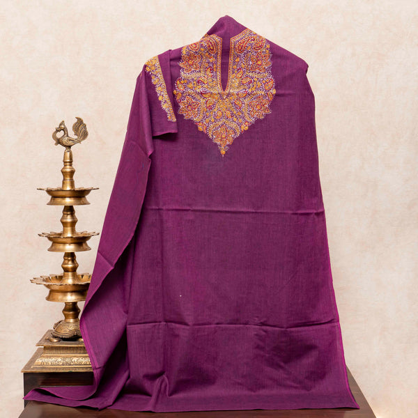 Kashmiri Hand-Embroidered Chanderi Silk Kurta & Dupatta