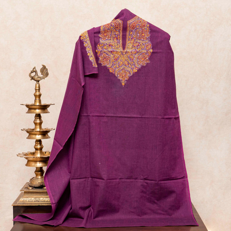 Kashmiri Hand-Embroidered Chanderi Silk Kurta & Dupatta