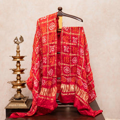 Kota Silk Kurta With Elegant Zardozi Work & Pure Gajji Silk Gharchola Dupatta
