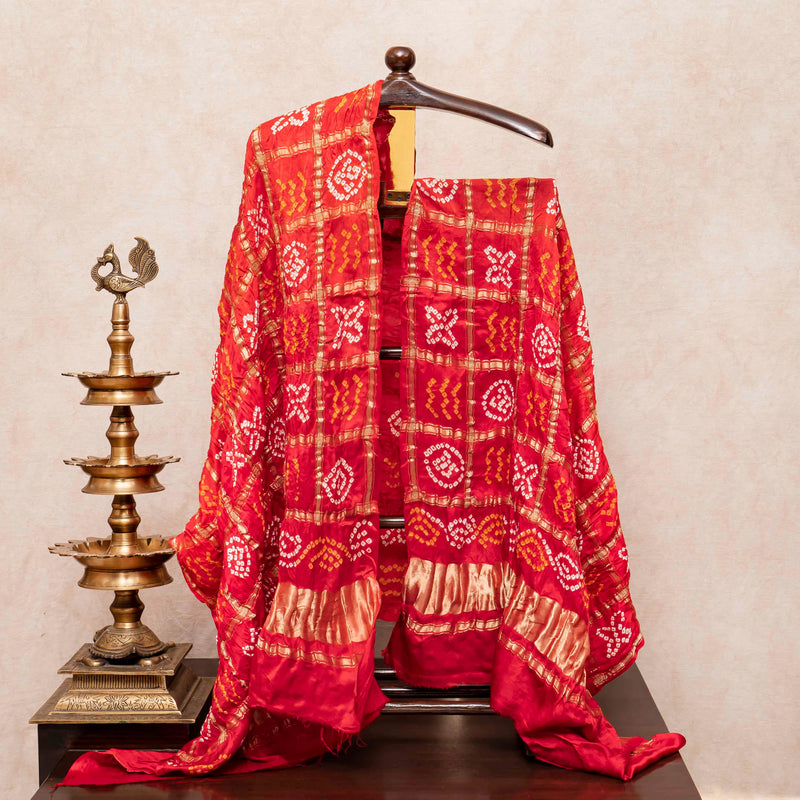 Kota Silk Kurta With Elegant Zardozi Work & Pure Gajji Silk Gharchola Dupatta