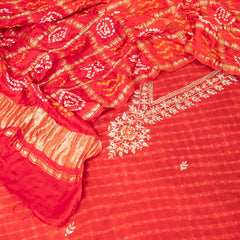 Kota Silk Kurta With Elegant Zardozi Work & Pure Gajji Silk Gharchola Dupatta