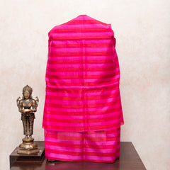 Handloom Cotton Silk Striped Kurta, Bottom Fabric With Handloom Maheshwari Silk Lambani Dupatta