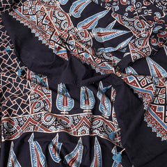 Paisley Ajrakh Hand Block Cotton Kurta & Dupatta With Hand Made Tassels