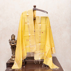 Handloom Cotton Silk Striped Kurta, Bottom Fabric With Handloom Maheshwari Silk Lambani Dupatta