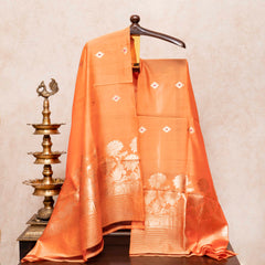 Handloom Chanderi Silk Kurta, Bottom Fabric With Kadwa Weave & Handloom Chanderi Silk Dupatta With Kadwa Weave