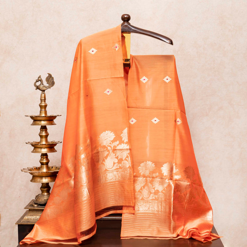 Handloom Chanderi Silk Kurta, Bottom Fabric With Kadwa Weave & Handloom Chanderi Silk Dupatta With Kadwa Weave