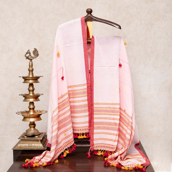 Handloom Kala Cotton Kurta Fabric With Mirror Work, Handloom Kala Cotton Bottom Fabric & Handloom Kala Cotton Dupatta