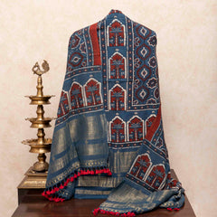 Handloom Kala Cotton Ajrakh Hand Block Kurta & Dupatta Fabric
