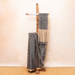 Handloom Chanderi Saree With Lotus Motif & Zari Border